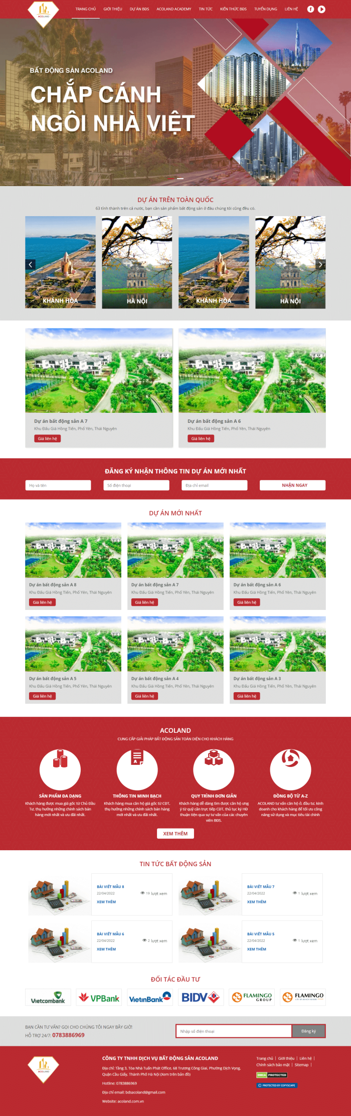 Mẫu thiết kế website bất động sản- Acoland