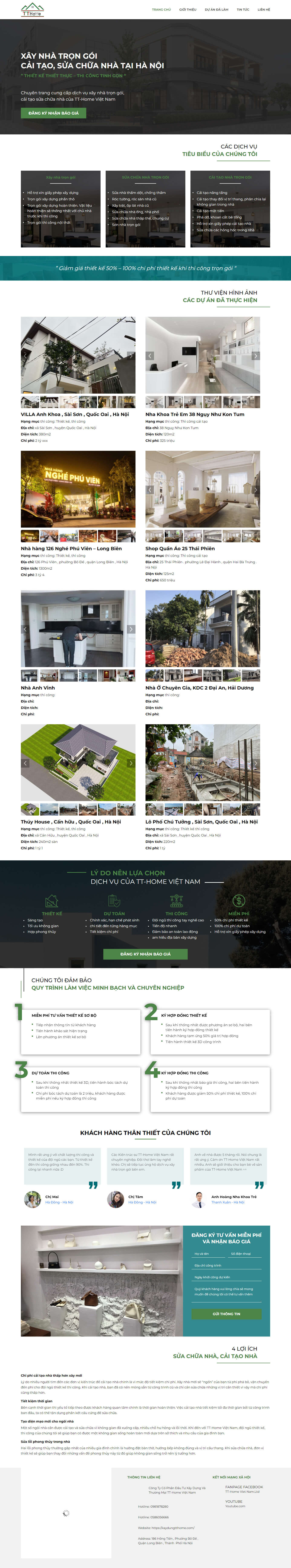 Mẫu thiết kế Website xây nhà trọn gói – TTHome