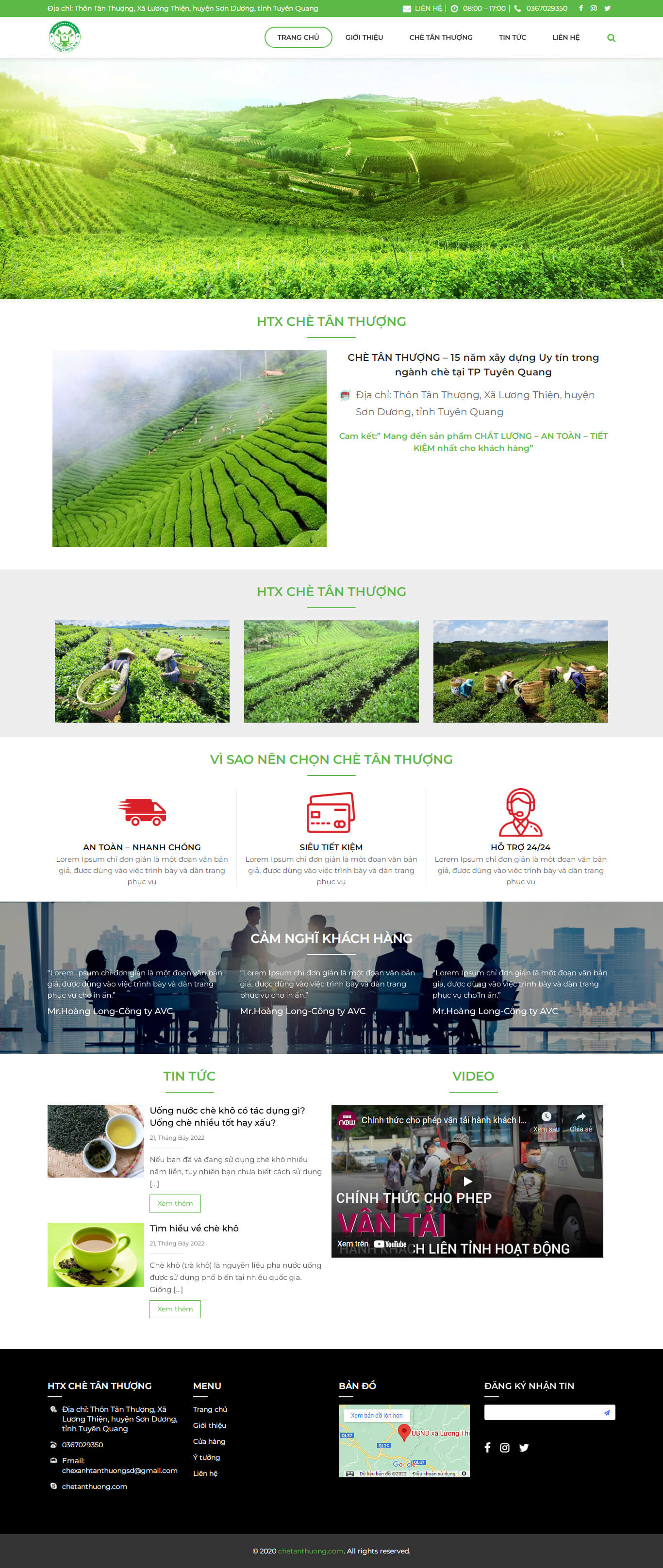 Mẫu thiết kế website chè Tân Thượng