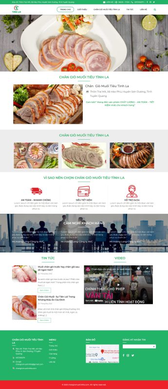 Mẫu thiết kế website thực phẩm chân giò muối tiêu Tình La
