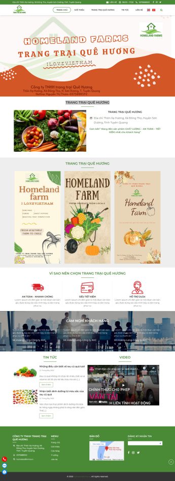 Mẫu thiết kế website trang trại quê hương