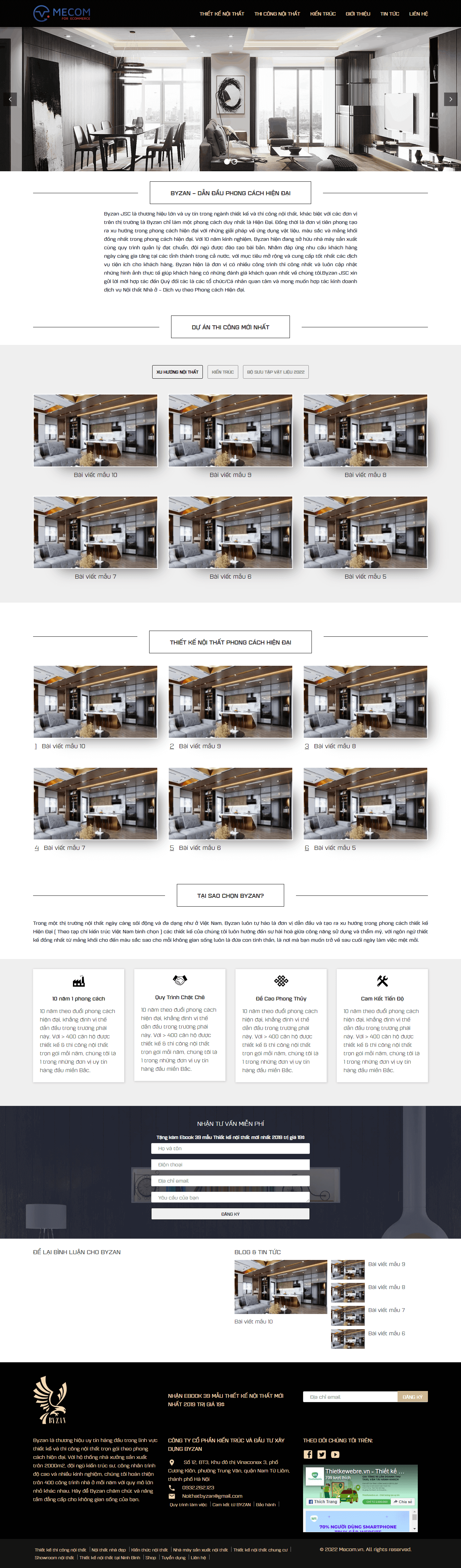 Mẫu thiết kế website -Thiết kế nội thất Byzan