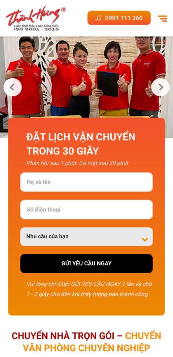 Thiết kế web Chuyển Nhà Thành Hưng