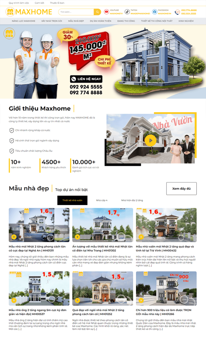 Website công ty xây dựng MaxhomeGroup