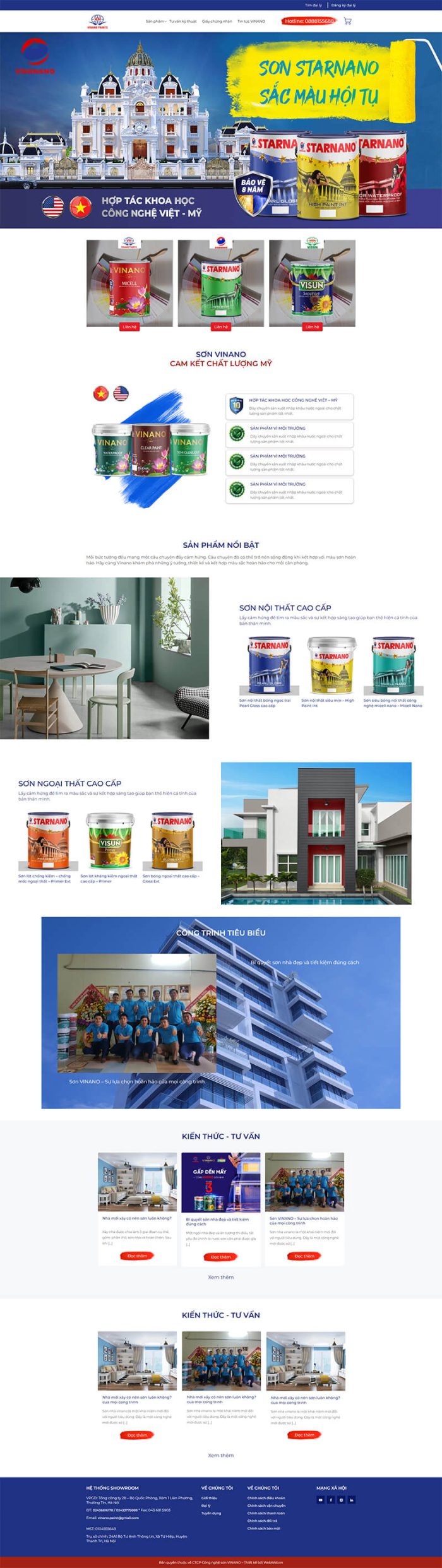 Thiết kế web công ty sơn Vinano