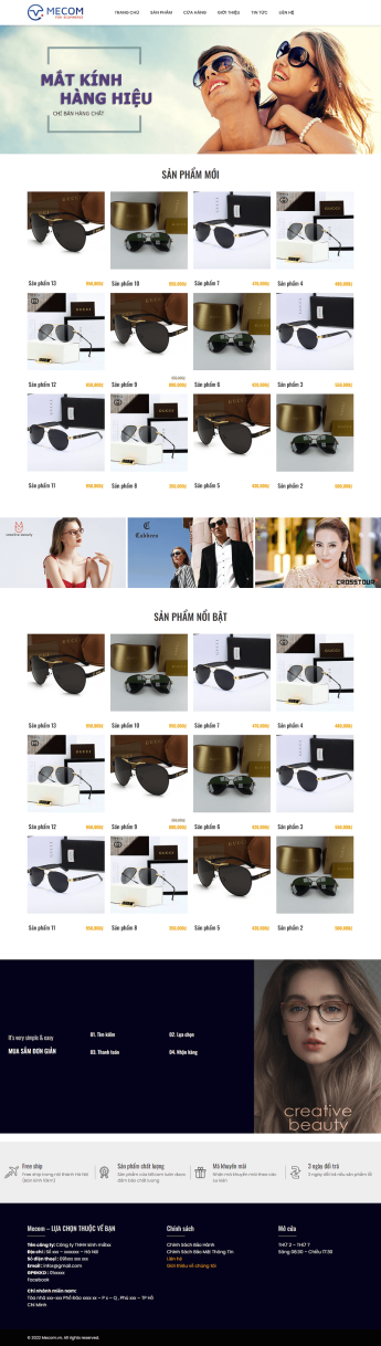 Mẫu thiết kế website kính mắt