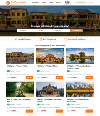 Thiết kế website du lịch Bestpricetravel