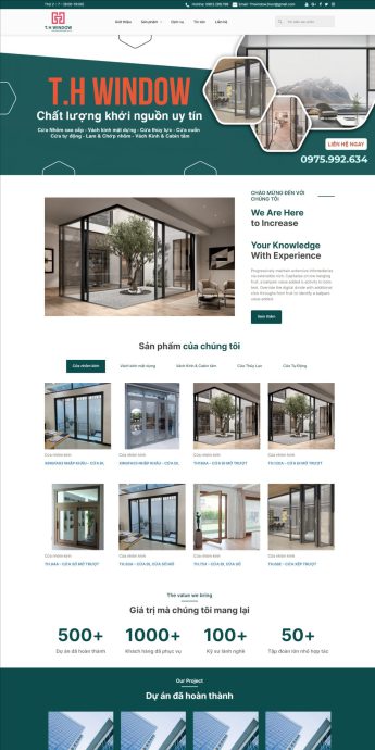 Website Thiết kế nội thất cửa kính – T.H Window