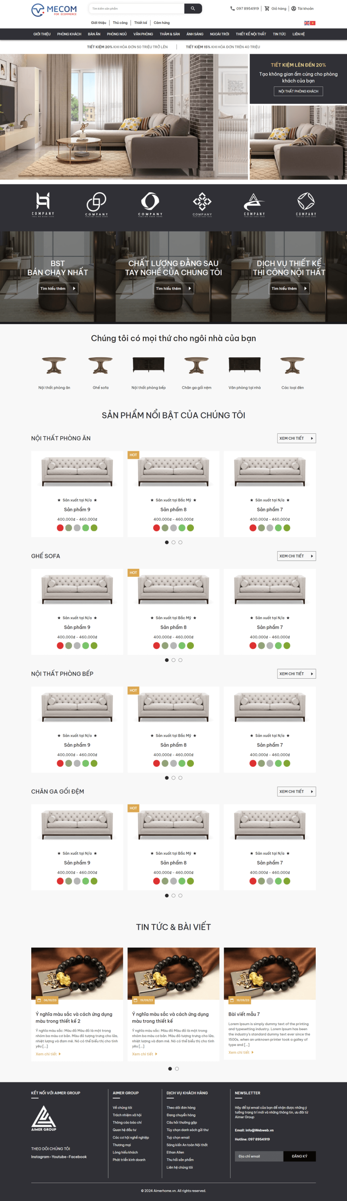 Thiết kế website Aimer Home