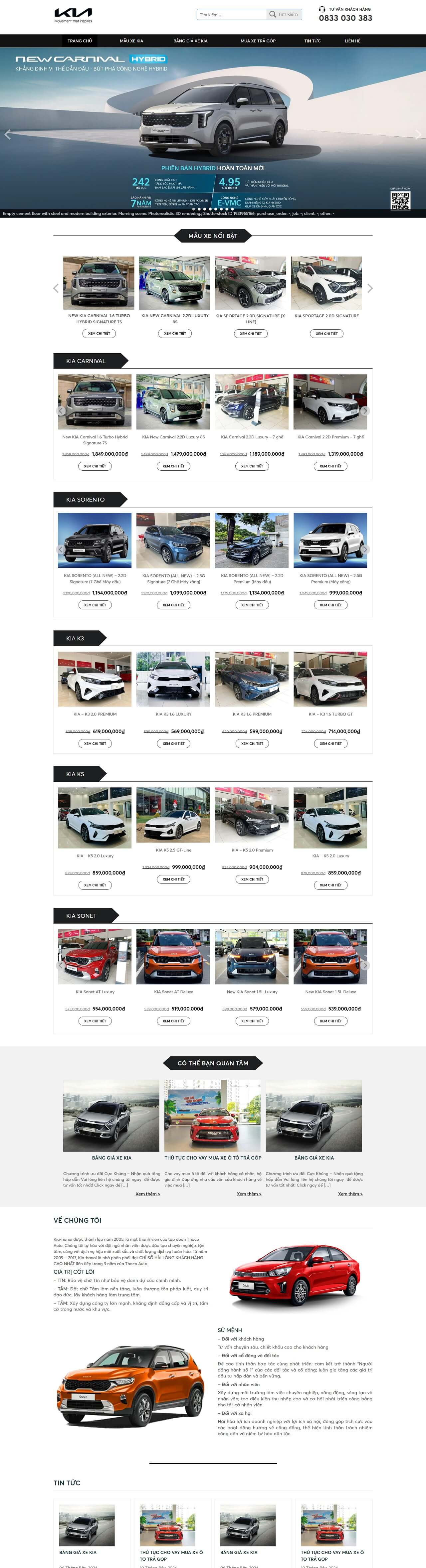 Thiết kế website bán ô tô Kia-hanoi