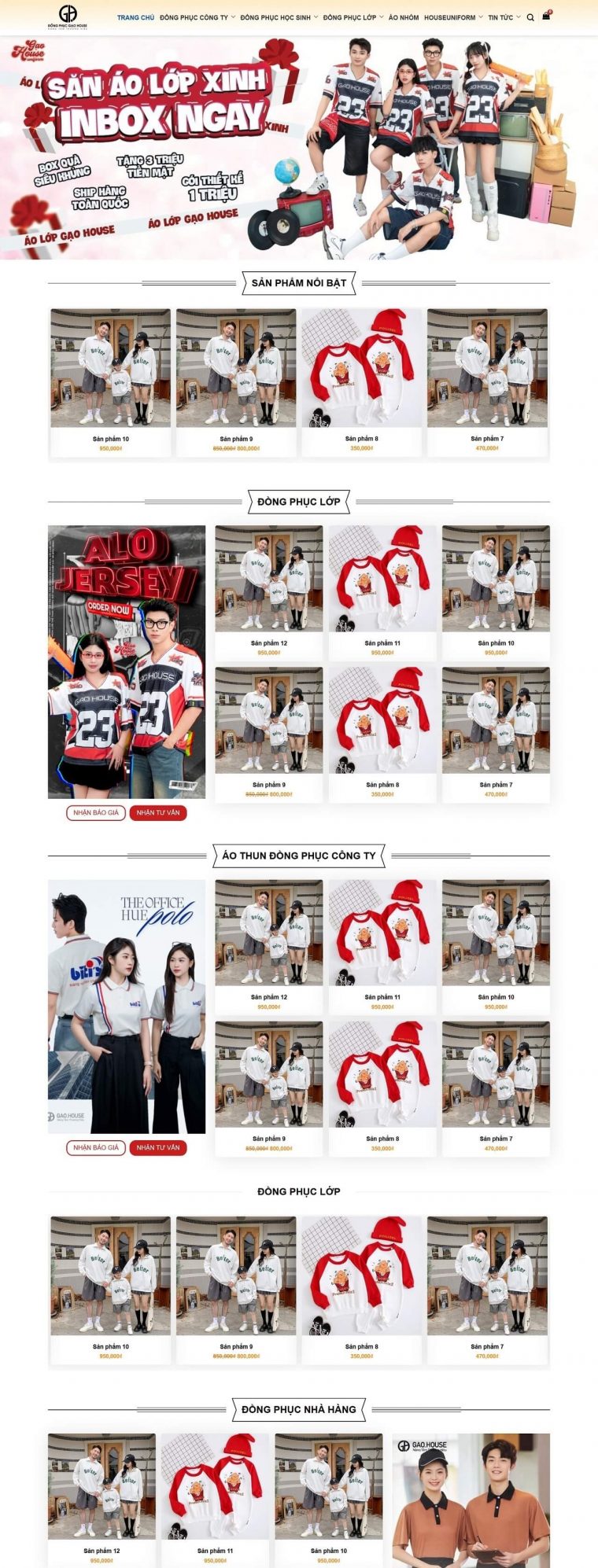 Thiết kế website đồng phục chất lượng, giá rẻ