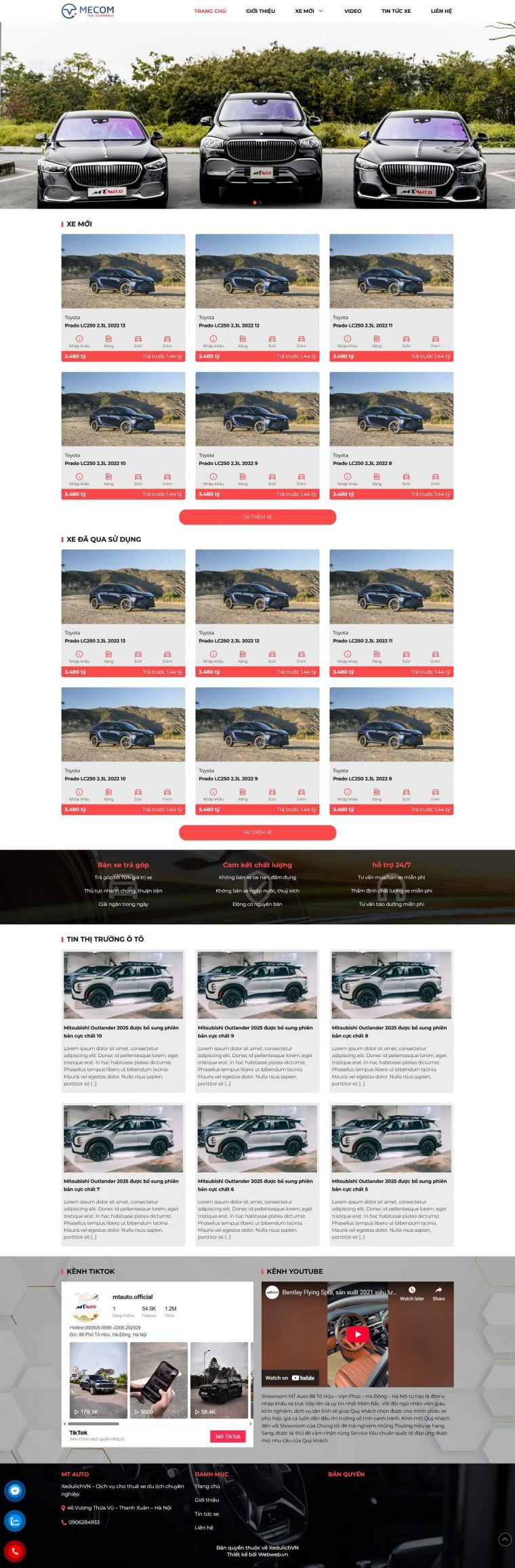 Thiết kế website bán ô tô chuyên nghiệp Carrental