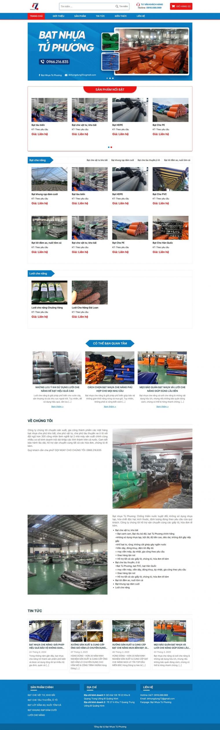 Thiết kế website ngành bạt Hùng Dũng